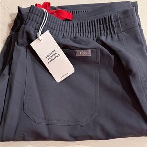 Figs Charcoal Scrub Pants with Red Accent